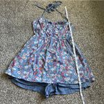 Urban Outfitters Pins and Needles Halter Skirted Romper Blue Floral Summer Large Photo 9