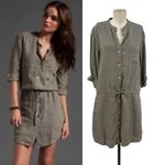 James Perse  Linen Drawstring Shirt Dress Greystone Sage Green Size‎ 3 / US Large Photo 1