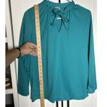 VINTAGE 60s 70s GIGI Women’s Blouse Shirt‎ Teal USA Long Sleeve Sz Small Photo 1
