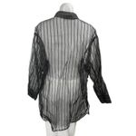 DR2 Women's Black Striped Long Sleeve Button Down Sheer Tunic Blouse Shirt Top M Size M Photo 1