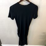 Venus  bodycon midi Tshirt dress in black, side ruching, short sleeve, NWOT, XS Photo 5