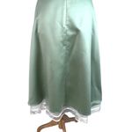 Bari Jay Halter Midi Satin Dress 8 Sage Green Bridesmaid Mother Ribbon Hem #305 Photo 6