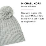 Michael Kors Cable Knit Pom Pom Beanie Women's One Size Gray Hat Preppy Chunky Photo 6