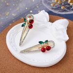2pcs Sweet Cherry Hair Clips Rhinestone Cherry Fruit Hair Barrettes Photo 2