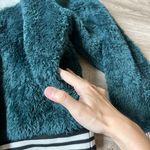 Nike Sherpa Bomber Varsity Fleece Jacket Green Black White Size M Photo 5