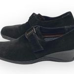 Aquatalia ⌘ Suede Wedge Heeled Loafer Silver Metal Logo Hardware ⌘ Black ⌘ 6.5M Photo 8