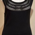 White House | Black Market WHBM Black Crochet/Fishnets Insert Tank Top Round Neckline Sz M Sleeveless Photo 0