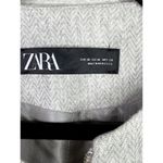 ZARA Longline Herringbone Long Sleeve Jacket Blazer Zip Up Pockets M Grey #3132 Photo 5