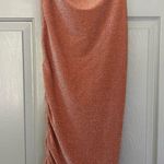 Bananhot Diamond Neckline Midi Bodycon Cocktail Dress with Cinched Sides Sparkle Tan Photo 6