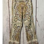 ZARA Linen Blend Abstract Paisley Mini Flare Trouser Boho Women’s Size Small Photo 0