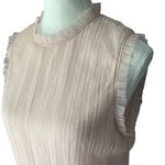 Chelsea28 Women's M‎ Blush Pleated Swiss Dot Mock Neck Sleeveless Blouse Photo 1