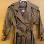 Worthington Essentials Womens 10P Olive Trench Coat Vintage Petite Raincoat Belt Tan Photo 2