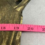 JR Nites by Caliendo Gold Metallic Button Down Blouse Medium Dressy Glam Evening Tan Photo 7