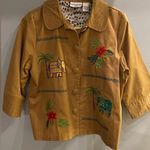Breckenridge  Petite  Medium Top Jacket Embroidered Button Blazer Jungle Animal Photo 0