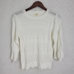EE: Some Eyelet Knit Crewneck Long Sleeve Pullover Sweater White Size S Photo 0