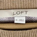 Loft  Pullover Sweater Womens XL Tan Purple Argyle Cotton Puff Sleeve Preppy Photo 5