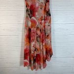 Dress Barn Y2K Chiffon Draped Midi Dress size 14 Pink Floral Silky 2000's Photo 11