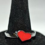 Source Unknown NWOT" BESTIES" Red Enamel Silver Tone Metal  Size's 7 & 11 Trendy Casual Ring Photo 1