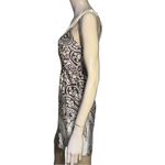 Free People  Women’s Size 2 Espresso Brown Cream Embellished Beads Shift Dress Photo 3