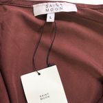 Saint Moon Satin Silky Asymmetric draped Open Back Mini Dress Brown Size L Photo 6