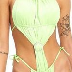 I am gia I. AM. GIA Yasmin Cut Out One Piece Swimsuit Neon Green Size S NWT Photo 0