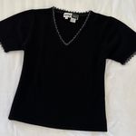 Saks 5th Avenue Black Cashmere Embellished V Neck Sweater Short Sleeve asap Saks Fifth Avenue L Photo 0