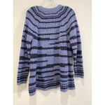 J Jill Sz XL Chucky Striped V Neck Sweater Blue 100% Cotton Cable Knit Cabincore Photo 6