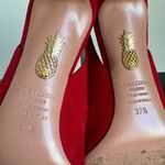 Aquazzura Lipstick Red Suede Leather Bow Tie Deneuve Pump 85 mm Size 37.5 USA 7 Photo 12