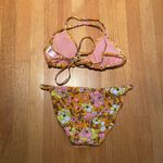 Xhilaration  Pink and Orange Floral Bikini Set Size Medium Photo 1