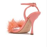 Nine West Peach Orange feather ankle heels sz 6 Photo 5
