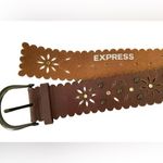 EXPRESS NWT | Leather Belt Floral Cutouts Embellished Brown | S Photo 0