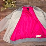 Top Shop Womens IDOL Light Blue Faux Vegan Leather Bomber Jacket Size 4 Small Photo 3