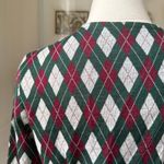 Vintage 70s Polyester Knit Argyle Cardigan Blazer Green Burgundy M Red Size M Photo 5