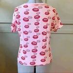 On Fire  Pink Hola Mouth Lips Shirt All Over Print 100% Cotton Juniors Large Photo 2