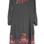 Joy Love Light L Embroidered Floral Tunic Dress Gray Size L Photo 0