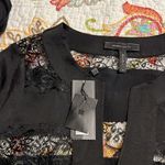 BCBGMAXAZRIA BCBGMAXAZARIA women’s size small black v-neck ERID blouse sheer crochet lace nwt Photo 9