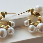 Anthropologie Lake Life Chunky Ascending Pearl Hoop Earrings Photo 2