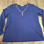 Chico's  Solid Navy Blue Thin Sweater Blouse Shirt Size 2 Large Photo 0