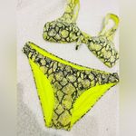 Cabana Del Sol Bikini set size large green neon and black snake print design like new Photo 3