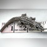Silver Rhinestone Alligator Brooch Green eyes Photo 4