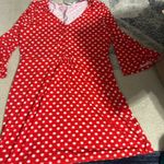 BODEN Scarlett Jersey Tunic Dress Red Pop Star 3/4 Sleeve US Size 12 Photo 6