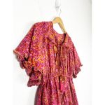 Vintage Tiered Bohemian Red Paisley Maxi Dress Tassel Stretch Silk Blend OS Size M Photo 4