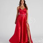 Windsor Red Floral Prom Dress Photo 2