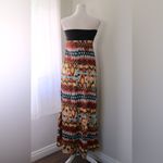 Drama Gold Multicolor Beaded Bandeau Maxi Dress Black Size M Photo 6