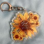 Sunflower Inspirational Keychain NWOT. Yellow and brown Photo 0