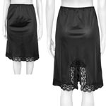Vintage 70s Black Satin Lace Slip Skirt. XS/S. Lingerie Whimsigoth Coquette Goth Photo 1
