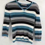 Croft and borrow blue 90s retro 2000s stripe v neck long sleeve sweater small Photo 0