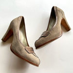 VIA SPIGA TAUPE SUEDE LEATHER HEELS PUMP WOMENS SIZE 6M WORK Tan Photo 0
