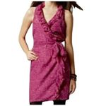 Loft Ann Taylor Ruffle Wrap Dress Pink Purple Cheetah Animal Print Fully Lined 0 Photo 1