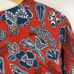 Wonderly  Floral Blouse Size PXL Red Gauzy Cotton Lightweight Flowy Boho Artsy Photo 1